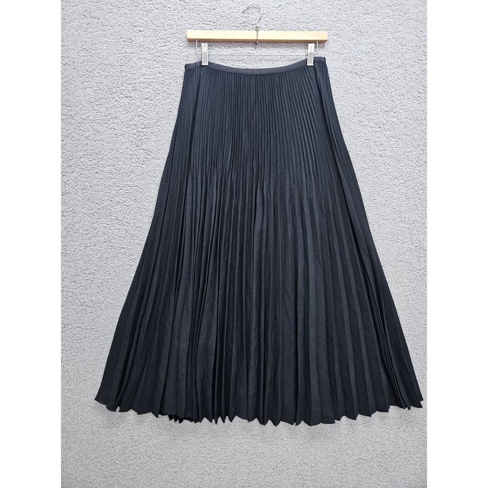 Jenni Kayne Pleated Midi Skirt XL Black Quiet Luxury Minimalist Accordion Skirt